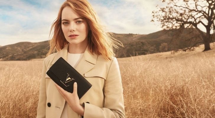 Emma Stone advertises a Louis Vuitton handbag